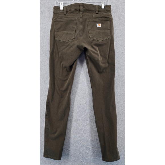 Carhartt Slim Fit Pant Jeans Women's 4 Tall 30x30.5" Tarmac Brown Stretch Work - Picture 2 of 8